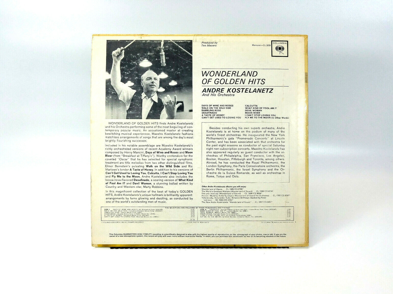 Andre Kostelanetz And His Orchestra* - Wonderland Of Golden Hits CL2039 VG+