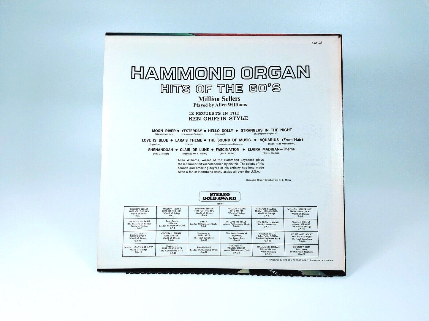 Allen Williams - Hammond Organ Hits Of The 60's - Million Sellers Played LP