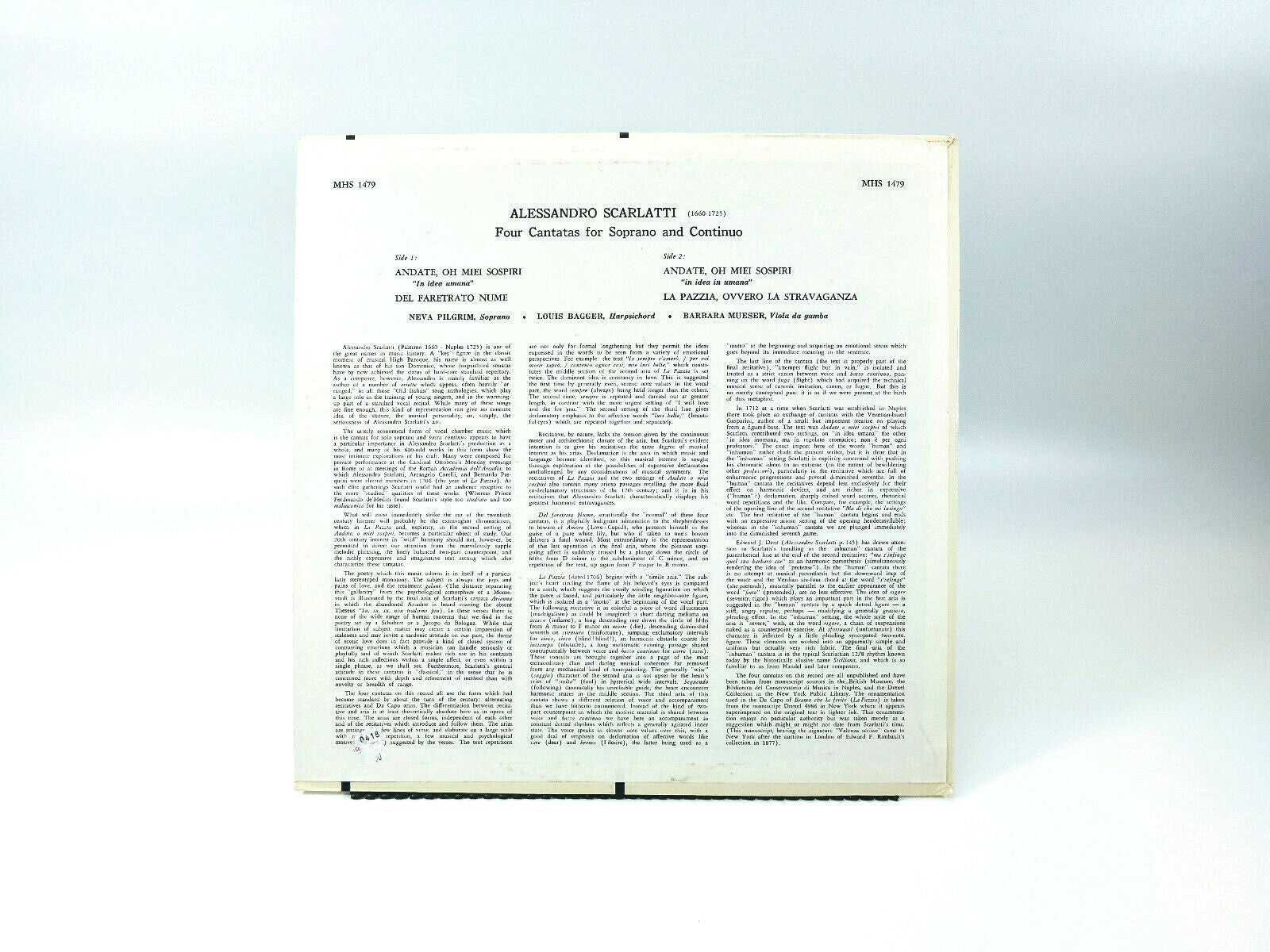 Alessandro Scarlatti - Four Cantatas for Soprano and Continuo | Vinyl LP | VG+