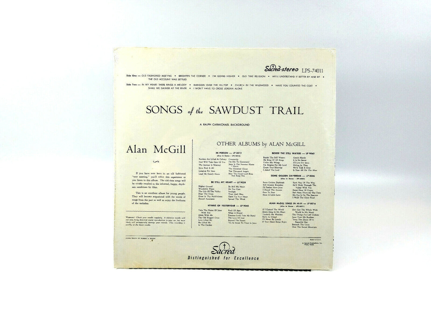  Alan McGill Songs Of The Sawdust Trail  LP   Sacred Records – LPS 4011 Sealed!