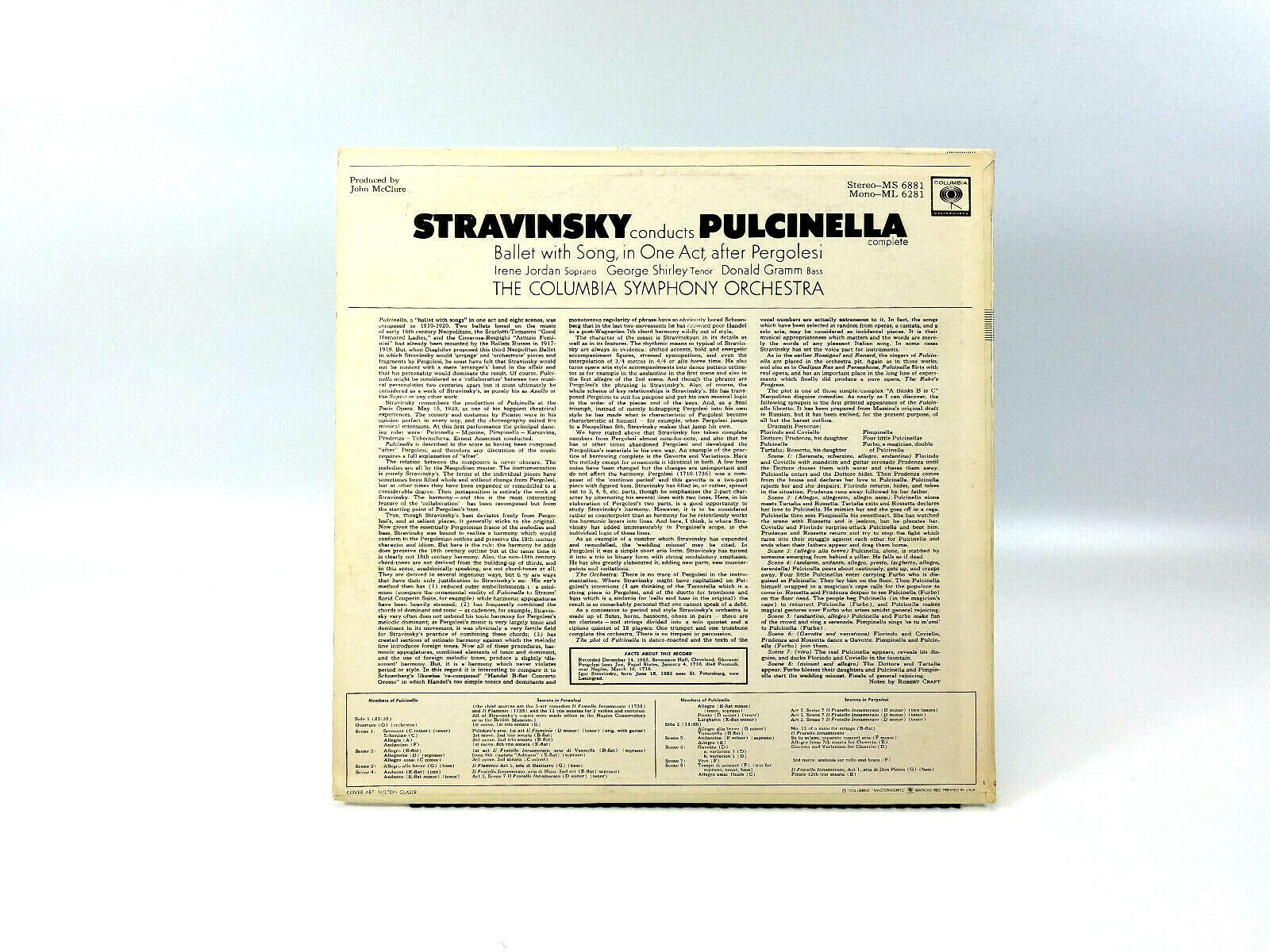 Ballet With Song, In One Act, After Pergolesi - Stravinsky MS6881 LP - NM